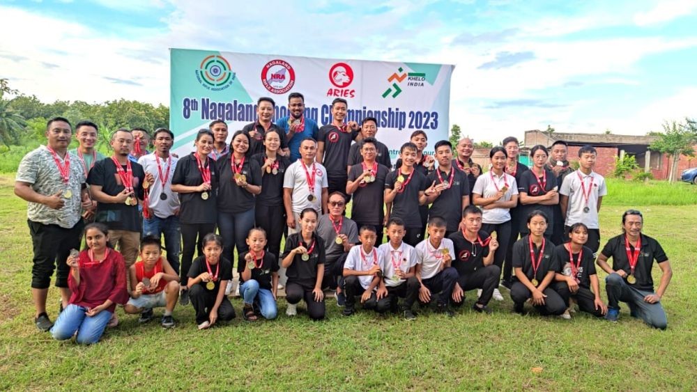 Winners and participants of the 8th Nagaland Shooting Championship 2023 at Aries Sports Complex Shooting Ranges, Bamunpukhuri-A, Dimapur from July 24 to 28.